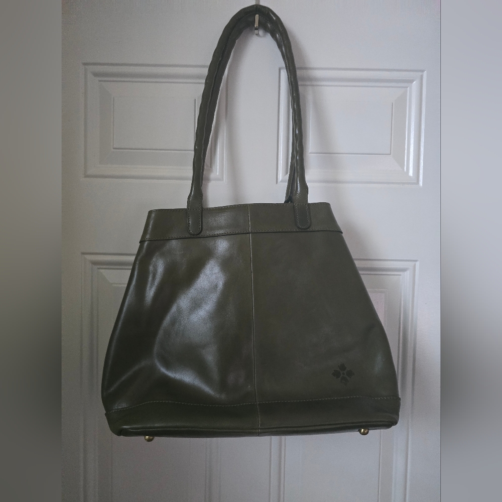 Elegant Olive Green Leather Tote Bag